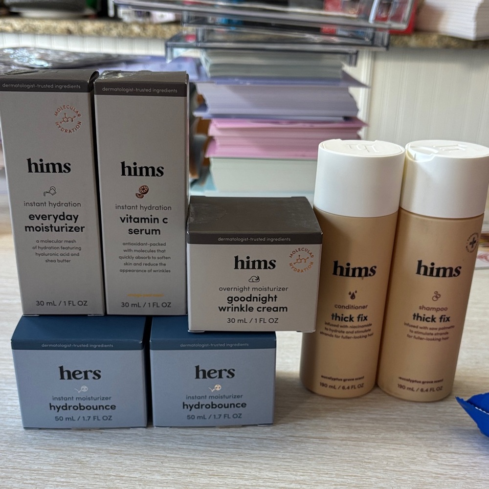 HIMS collection of moisturizers, shampoo and conditioner NEW in boxes